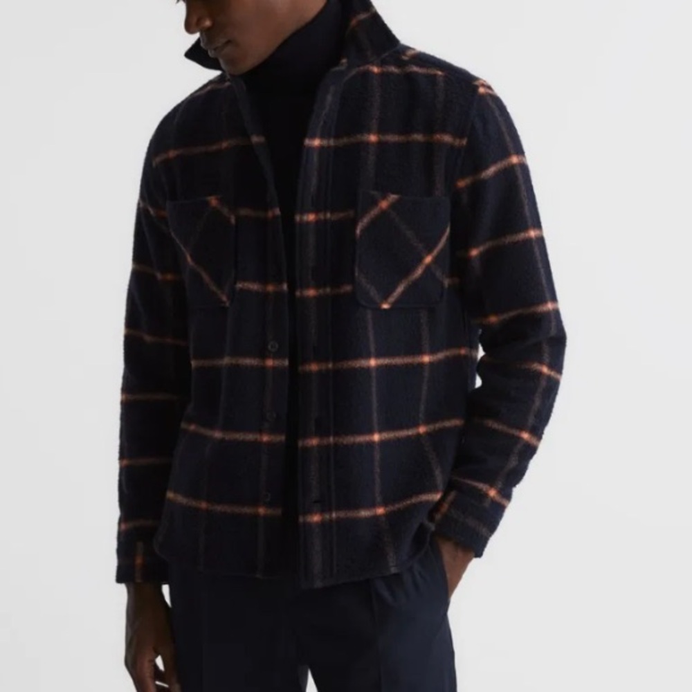 Reiss Plaid Button-Up Flannel Shirt